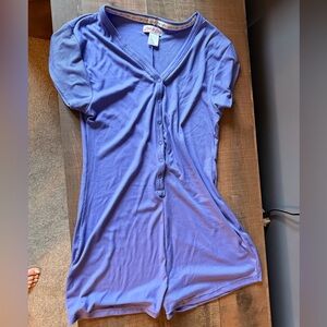 Love Tree Purple Button-Down pajamas one piece shorts